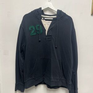 J. Crew Black Hoodie Sweater with Green Detail